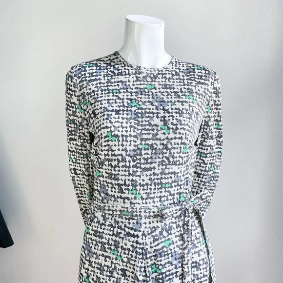 Vintage Slinky Lurex Geometric Print Midi Dress w Matching Belt S - Picture 2 of 9